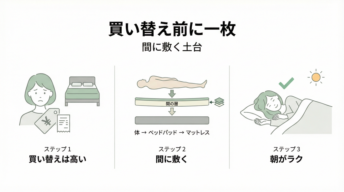 買い替え前に“間に敷く一枚”｜羊毛ベッドパッドで寝心地を整える方法
