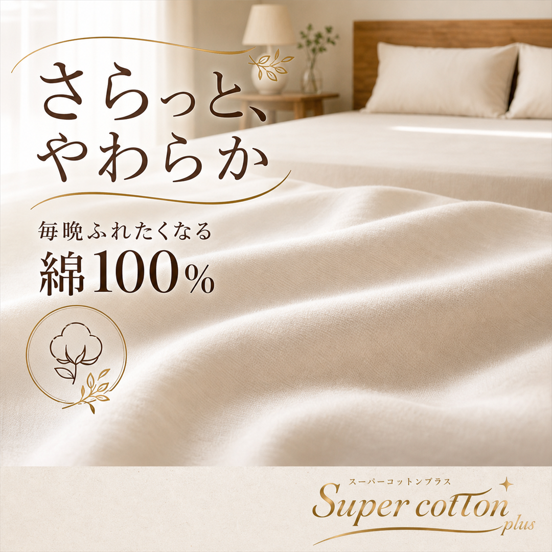 【Super-cottn】日本製コットン100%ボックスシーツ