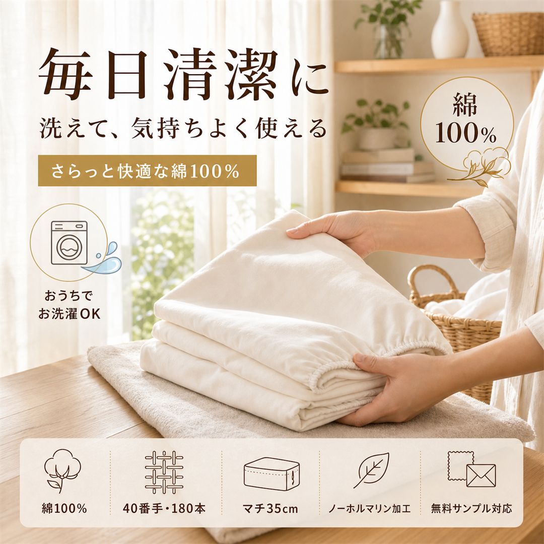 【Super-cottn】日本製コットン100%ボックスシーツ