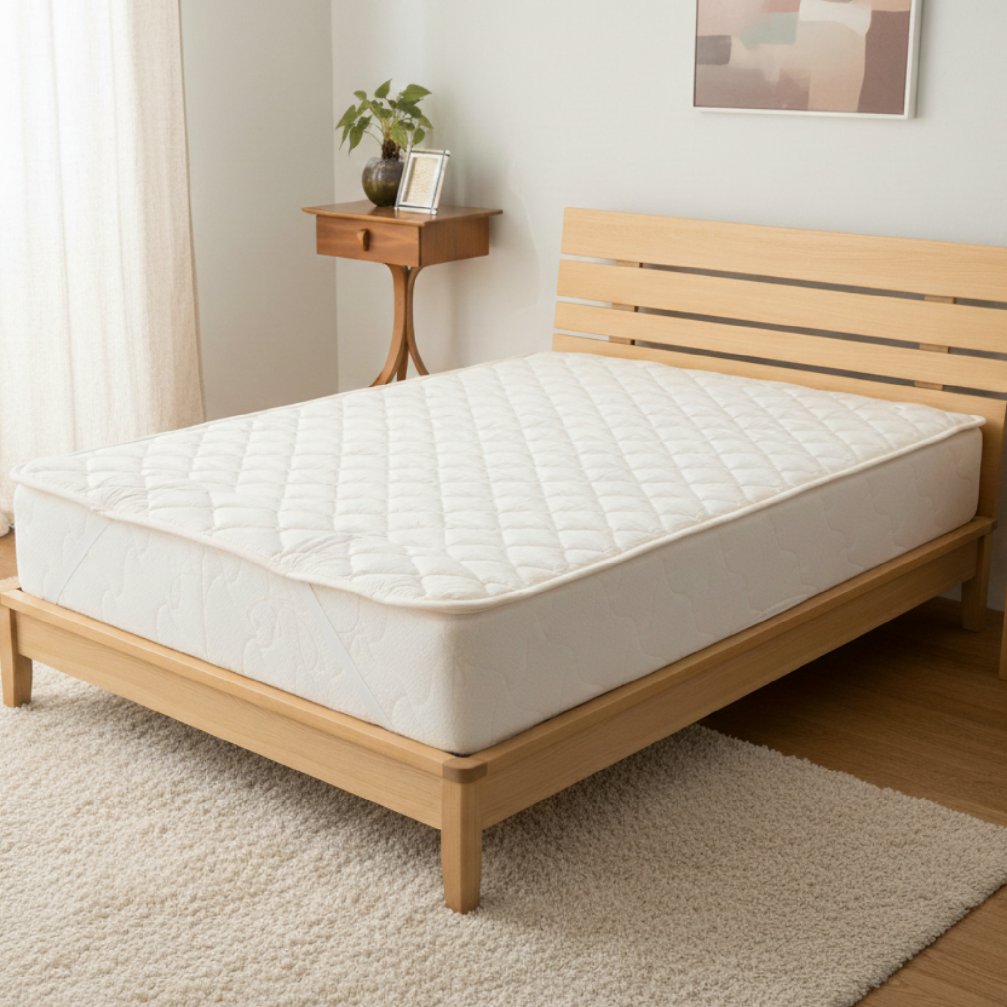 【12月24日発送予定】フランスウール100％ ベッドパッド 洗濯ネット付き 日本製【送料無料】